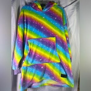 Catalonia Unisex Adult Pullover Hoodie Poncho Blanket Oversized Sherpa Rainbow